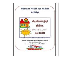 Upstair house for rent in Dehiwela